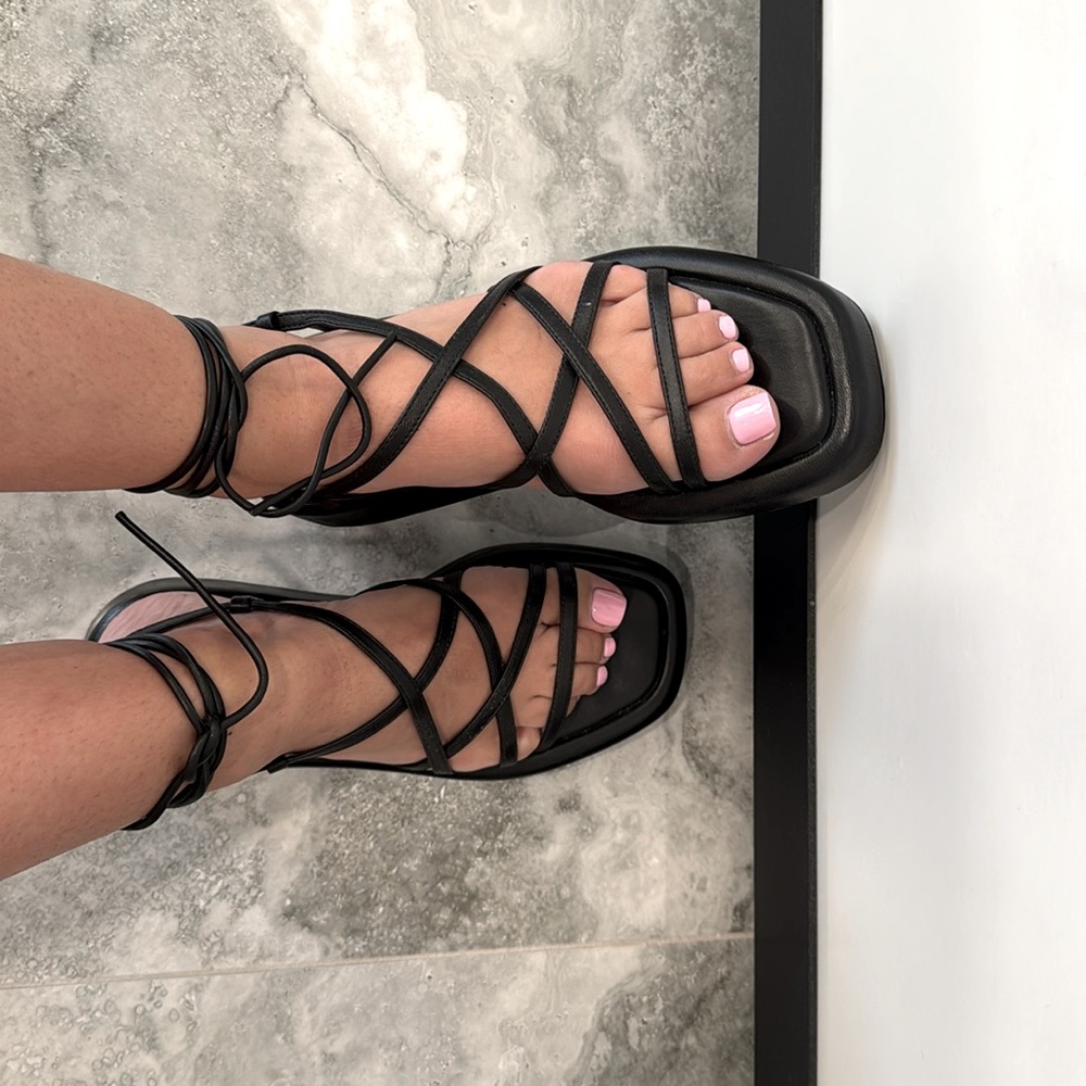 Loeffler Randall Black Strappy Ankle Women's Sandals